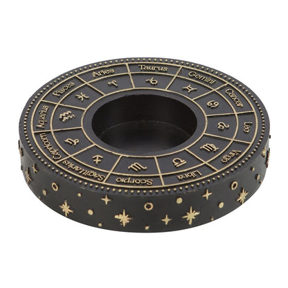 Astrology Wheel Tealight Holder – Celestial Gold-Detail Candle Holder for Rituals & Home Décor