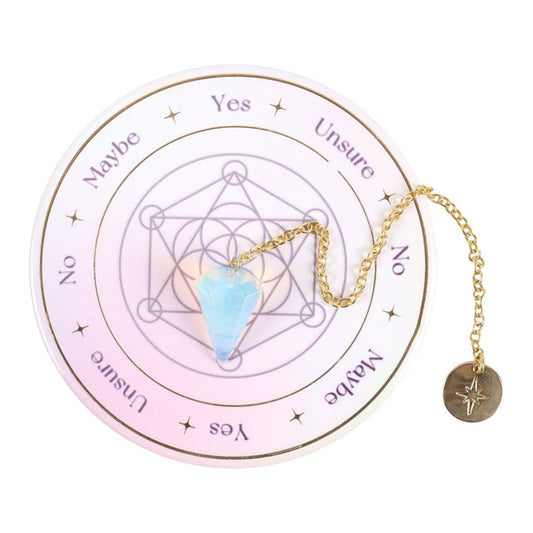 Opalite Pendulum Divination Kit – Flower of Life Board for Spiritual Guidance