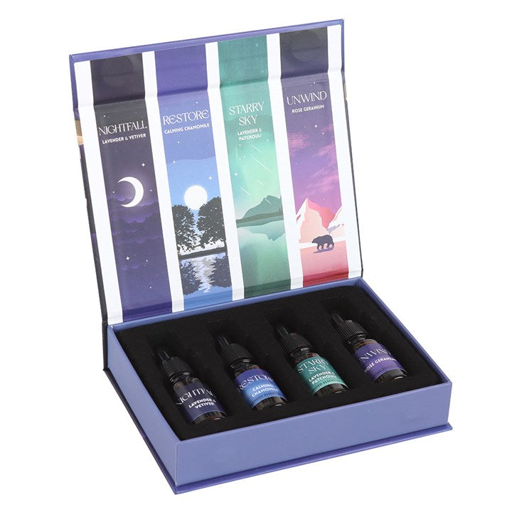 Sleep Essential Oil Gift Set – Relaxing Blends for Nightfall, Restore, Starry Sky & Unwind (4 x 10ml)