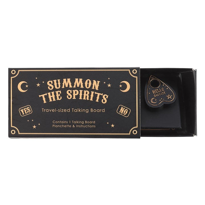 Mini Travel Talking Board – Pocket-Sized Spirit Board with Planchette in Black & Gold