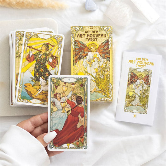 Golden Art Nouveau Tarot – 78-Card Deck with Foil Accents by Giulia F. Massaglia