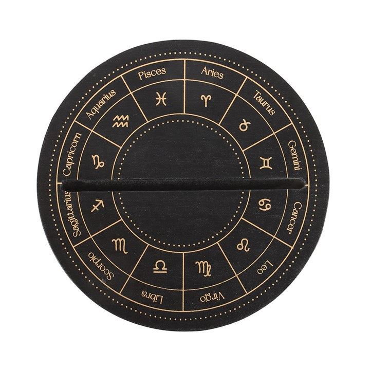 Black Wooden TAROT CARD STAND – Astrology Wheel Design for Daily Tarot Display