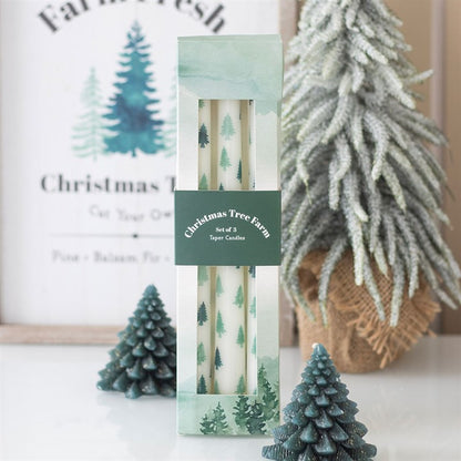Winter Solstice Blessing Candle Trio – 3 White Fir Tree Tapers