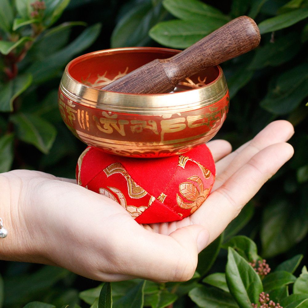 Mini Singing Bowl Gift Set – Red with Cushion, Mallet & Case