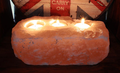 Natural Himalayan Salt Candle Holder – 3 Holes