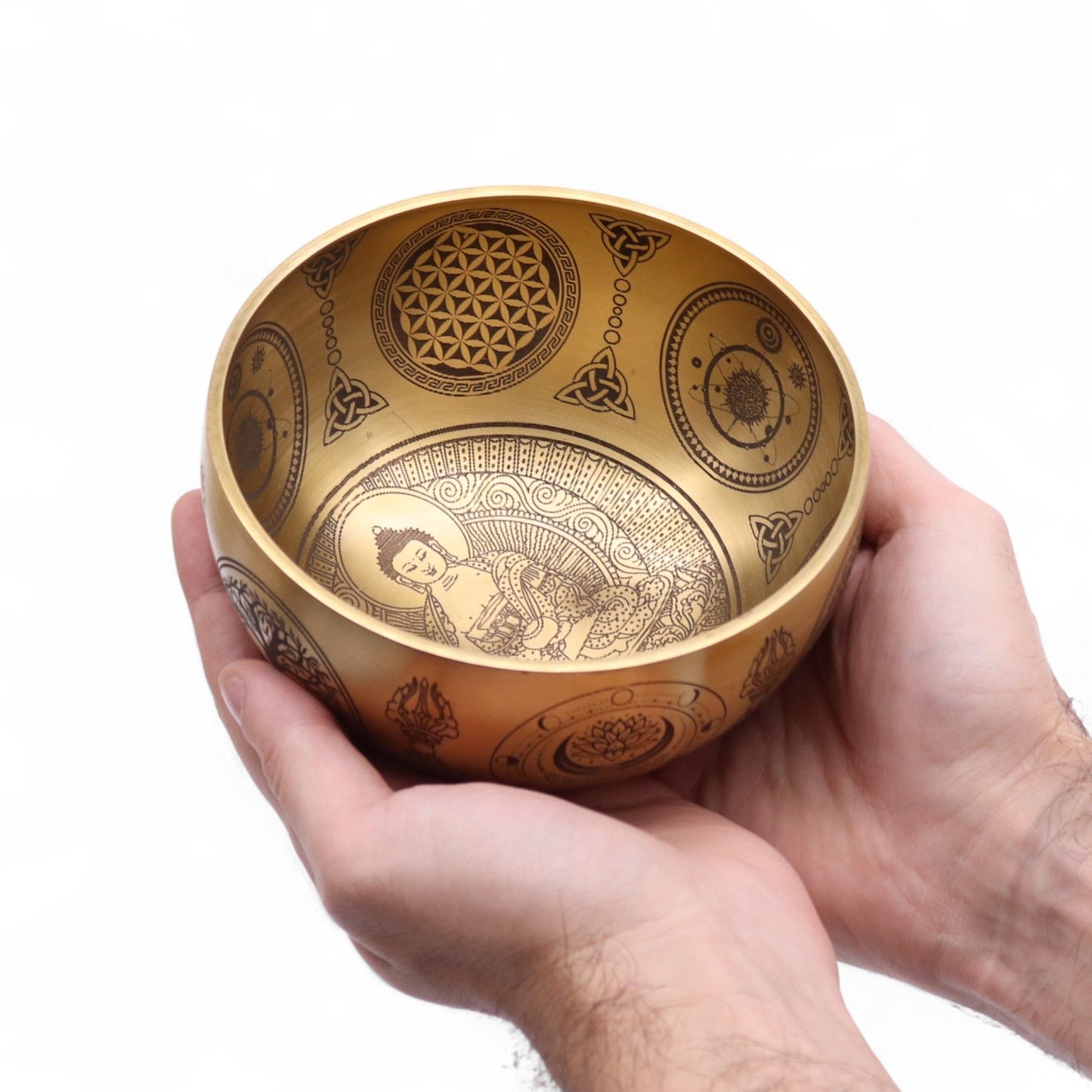 Pure Brass Etched Buddha Bowls – Set of 4