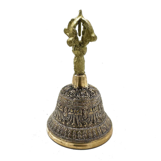 Large Tibetan Tingsha Bell – 8×15cm Handcrafted with Sacred Symbols