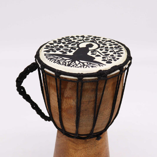 Buddha Wide Top Djembe Drum – 13cm | Rhythm, Enlightenment & Spiritual Harmony
