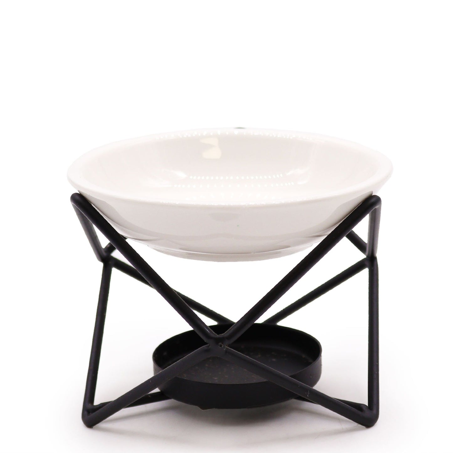Ceramic & Metal Hex Stand Oil Burner | Balance, Harmony & Sacred Geometry