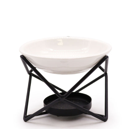 Ceramic & Metal Hex Stand Oil Burner | Balance, Harmony & Sacred Geometry