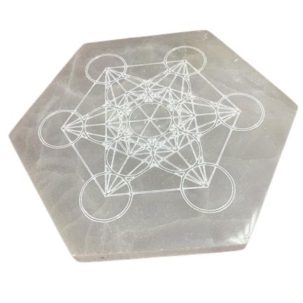 Hexagonal Selenite Charging Plate – 18cm Direction & Decision