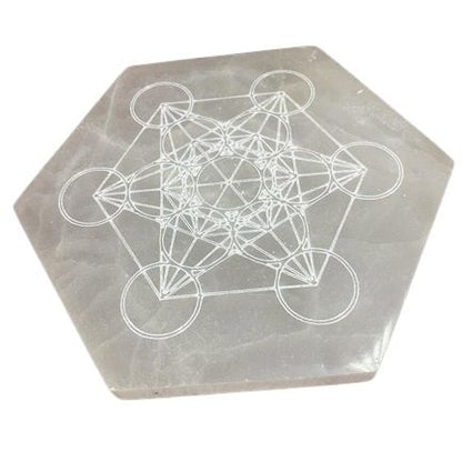 Hexagonal Selenite Charging Plate – 18cm Direction & Decision