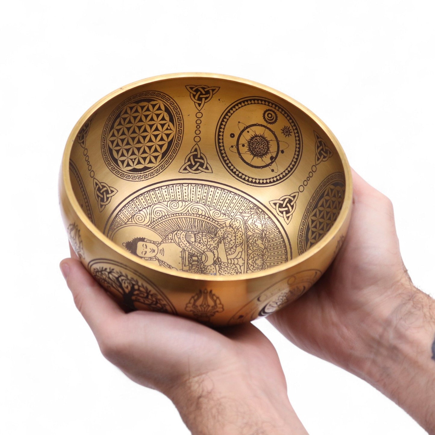 Pure Brass Etched Buddha Bowls – Set of 4