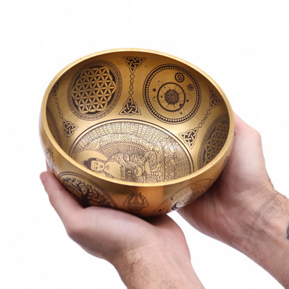 Pure Brass Etched Buddha Bowls – Set of 4