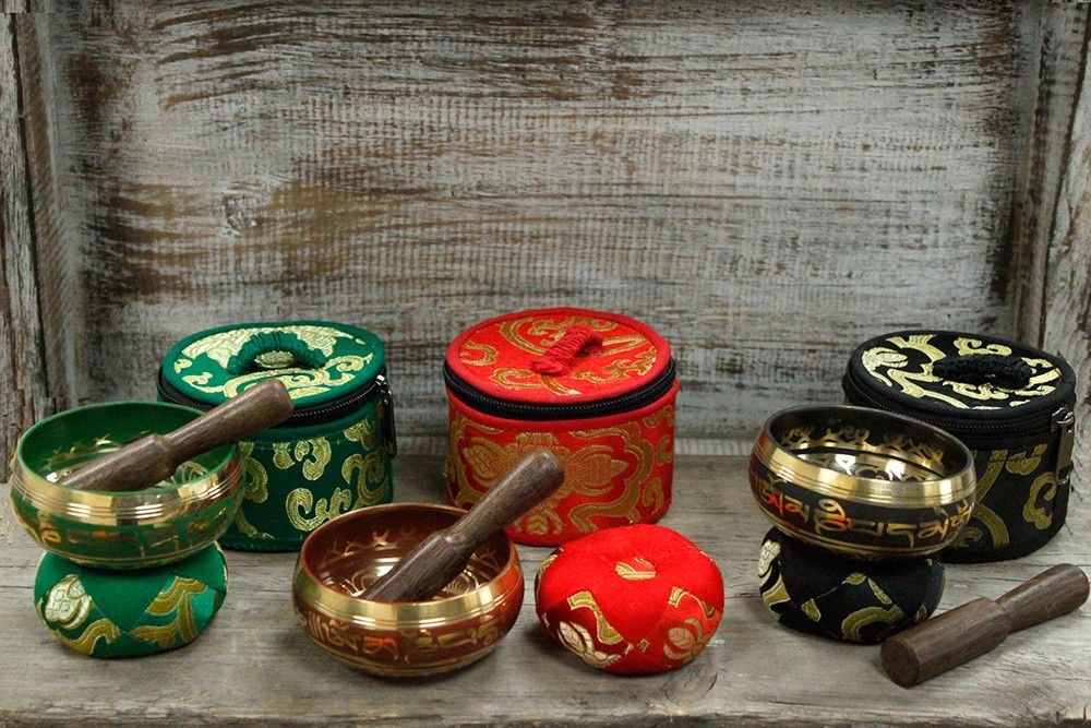 Mini Singing Bowl Gift Set – Red with Cushion, Mallet & Case