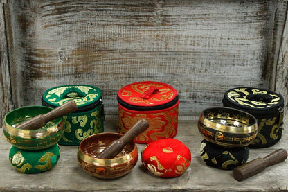 Mini Singing Bowl Gift Set – Red with Cushion, Mallet & Case
