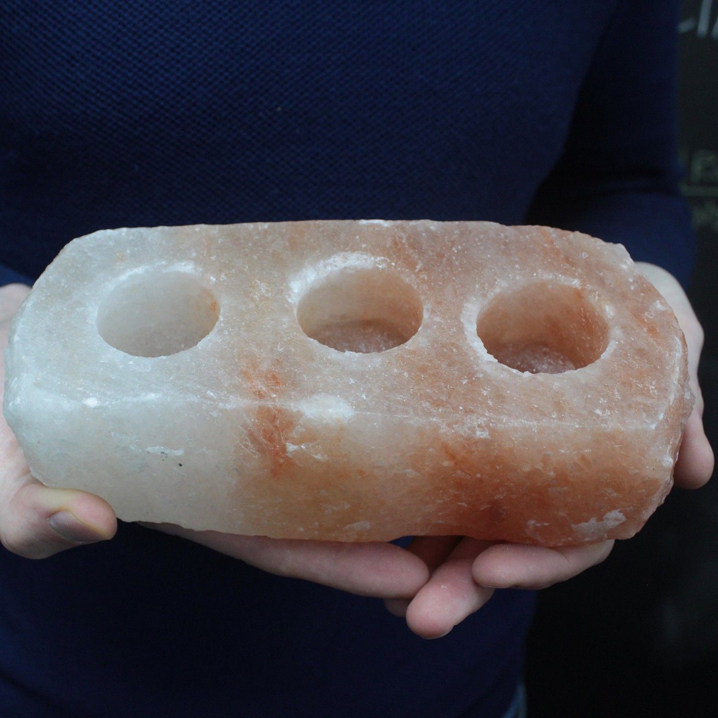 Natural Himalayan Salt Candle Holder – 3 Holes