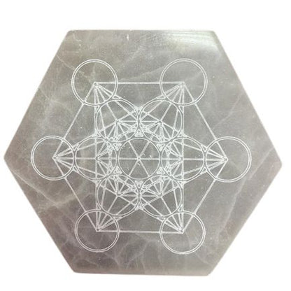 Hexagonal Selenite Charging Plate – 18cm Direction & Decision