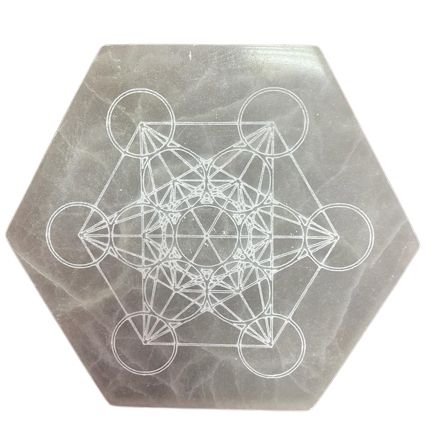 Hexagonal Selenite Charging Plate – 18cm Direction & Decision