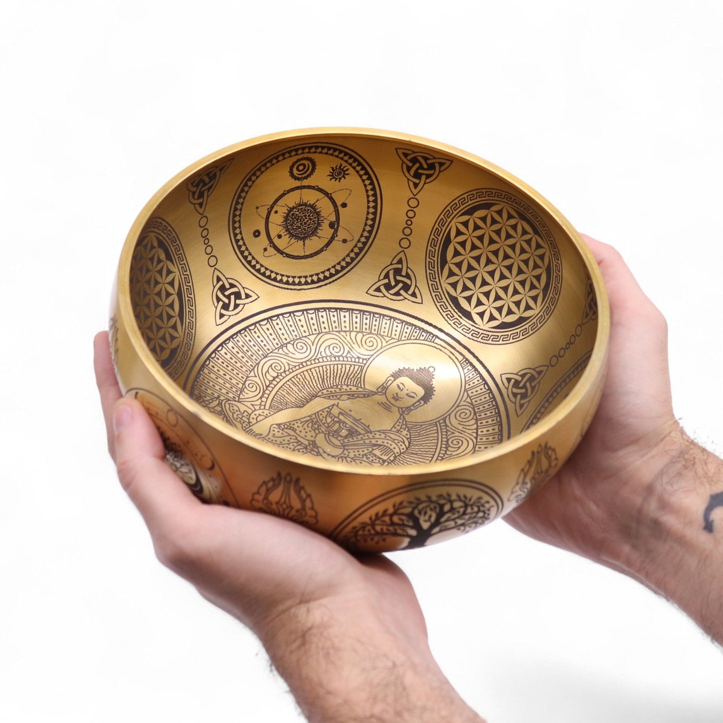 Pure Brass Etched Buddha Bowls – Set of 4