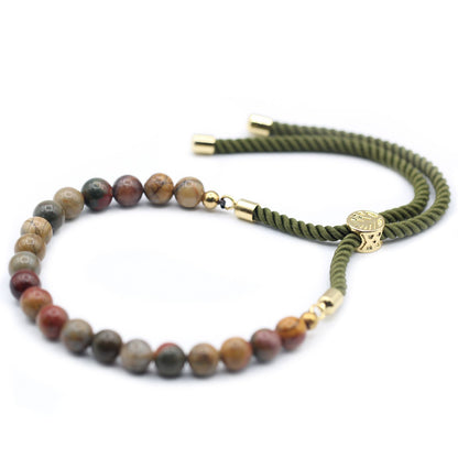 18K Gold-Plated Picasso Jasper Bracelet – Natural Gemstone String Design