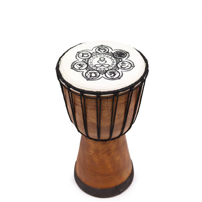 Handcrafted Chakra Energy Djembe Drum – 17cm Wide Top