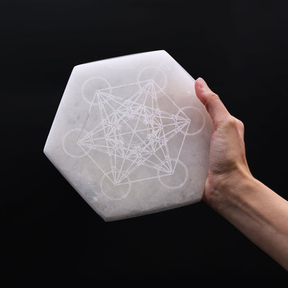 Hexagonal Selenite Charging Plate – 18cm Direction & Decision