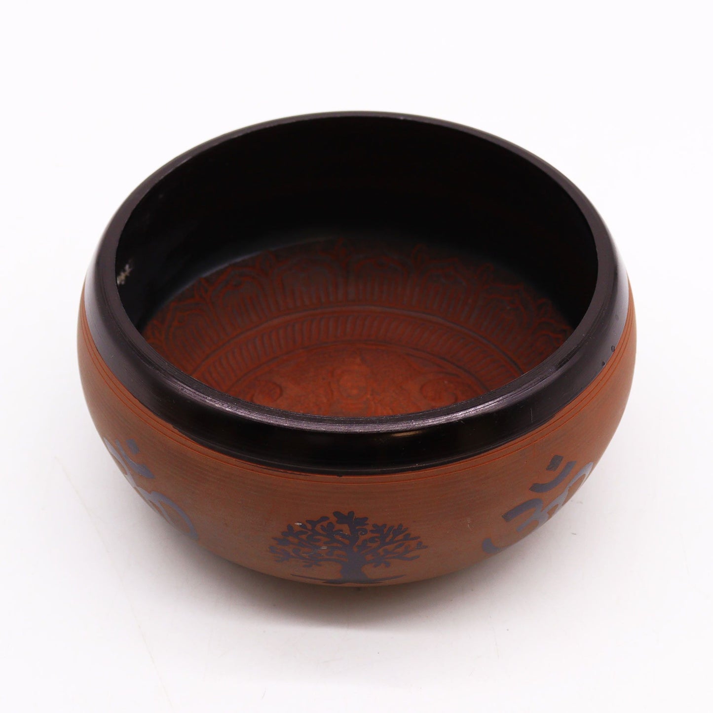 Earth Powder Singing Bowl – Clay Om Buddha Design (16cm) | Handcrafted Meditation Instrument