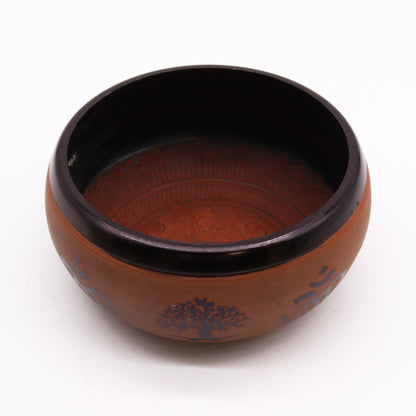 Earth Powder Singing Bowl – Clay Om Buddha Design (16cm) | Handcrafted Meditation Instrument