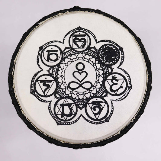 Handcrafted Chakra Energy Djembe Drum – 17cm Wide Top