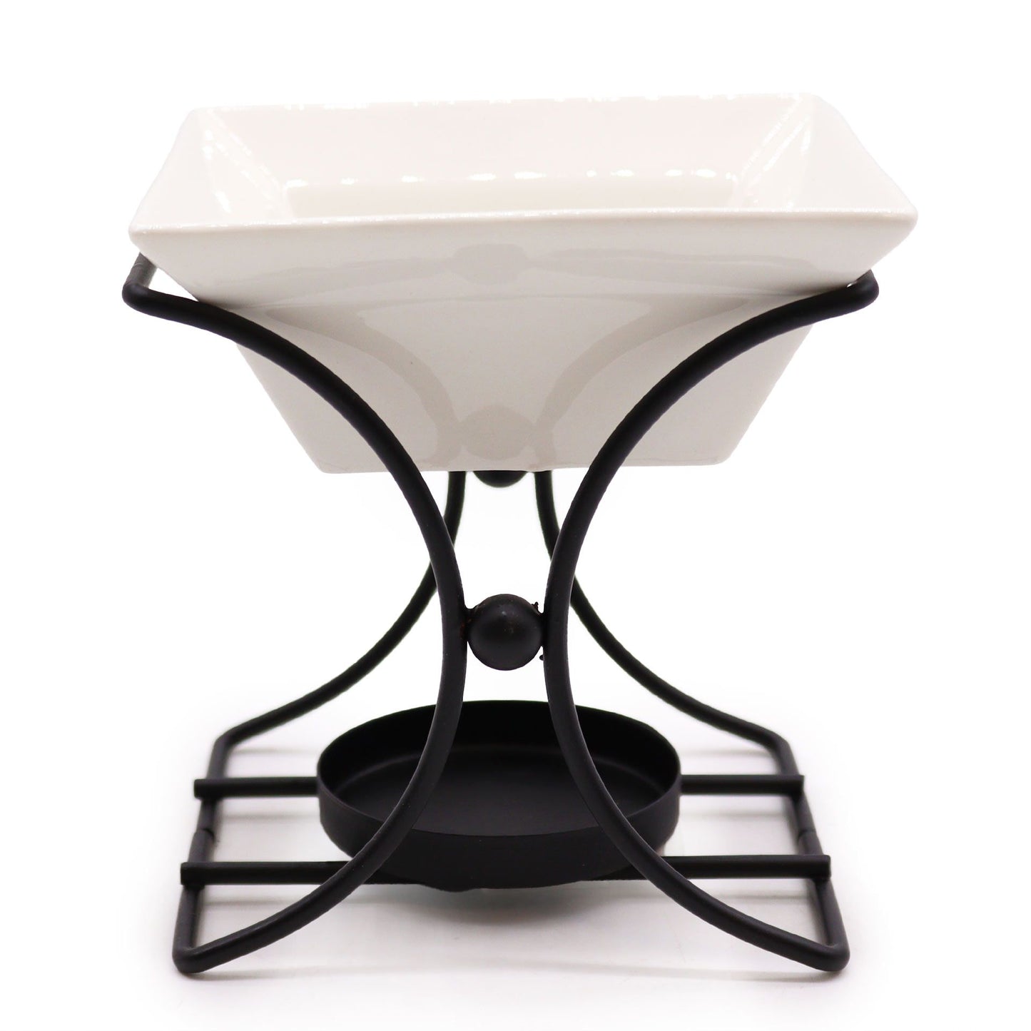 Ceramic & Metal Square Stand Oil Burner | Stability, Balance & Modern Elegance