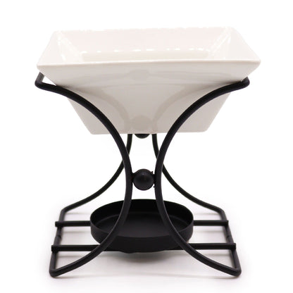 Ceramic & Metal Square Stand Oil Burner | Stability, Balance & Modern Elegance