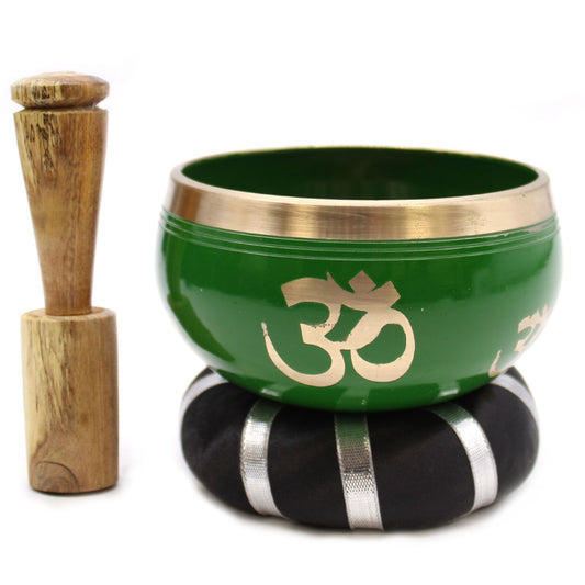 Tree of Life Singing Bowl Set – Green Handcrafted Brass Meditation Bowl (10.7 cm)