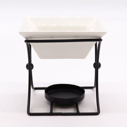 Ceramic & Metal Square Stand Oil Burner | Stability, Balance & Modern Elegance