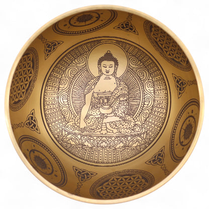 Pure Brass Etched Buddha Bowls – Set of 4