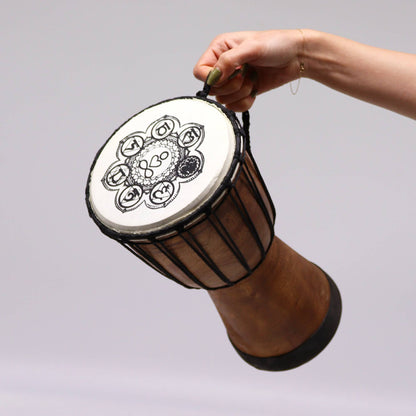 Handcrafted Chakra Energy Djembe Drum – 17cm Wide Top