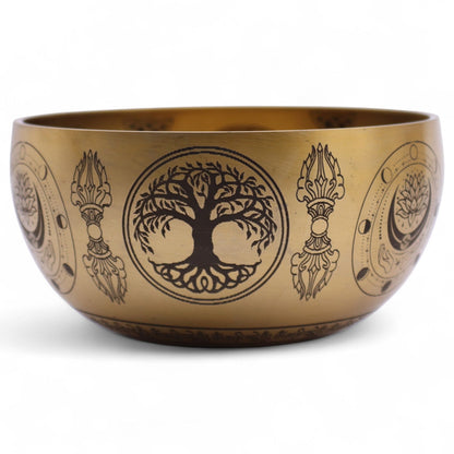 Pure Brass Etched Buddha Bowls – Set of 4