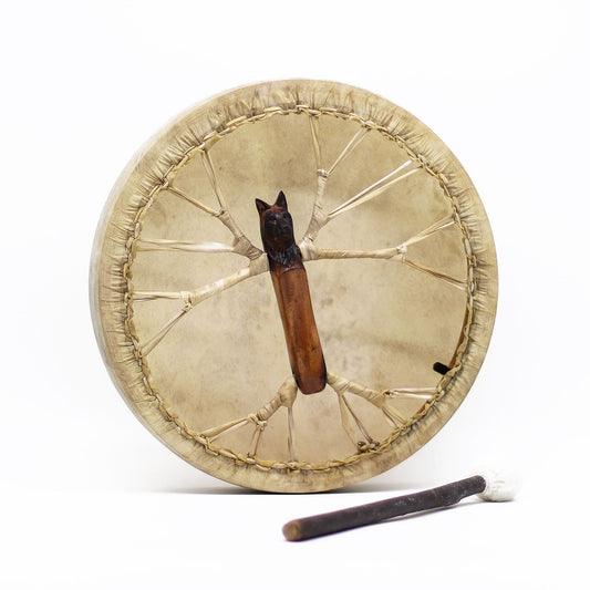 Spirit of the Wolf – Shamanic Tunable Drum & Stick | 40cm | Intuition, Power & Sound Healing
