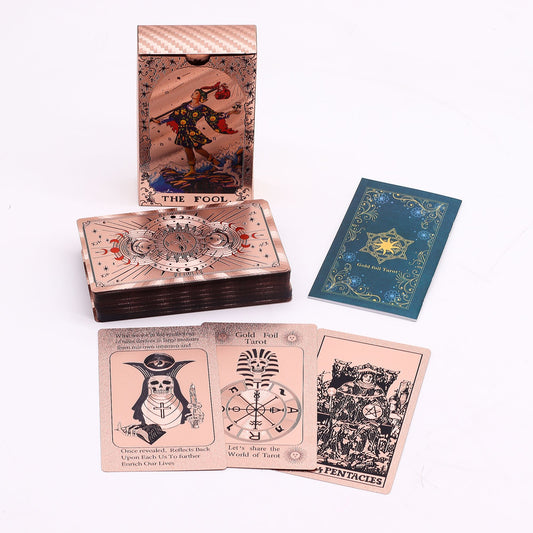 Rose Gold Moon Phase Tarot Deck | 78-Card Foil Tarot Set with Guidebook & Lunar Design