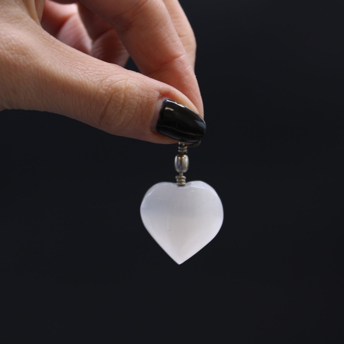 Selenite Heart Pendant – Healing Crystal for Calm, Protection & Aura Cleansing