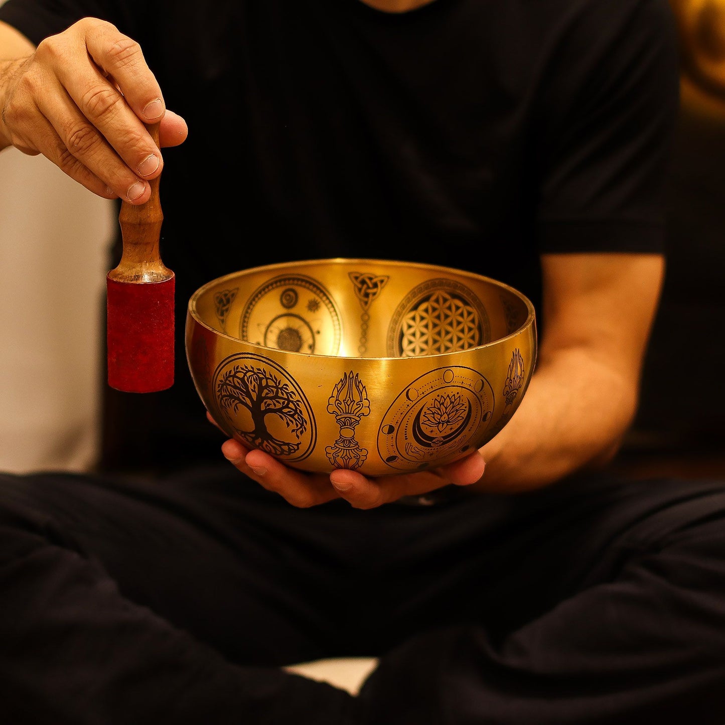 Pure Brass Etched Buddha Bowls – Set of 4