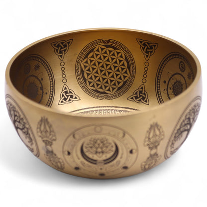 Pure Brass Etched Buddha Bowls – Set of 4