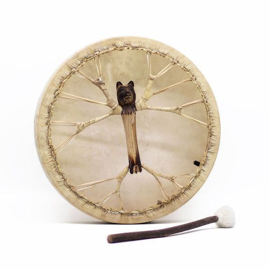 Spirit of the Bear – Shaman Drum & Stick | Tunable 40cm Ritual Instrument