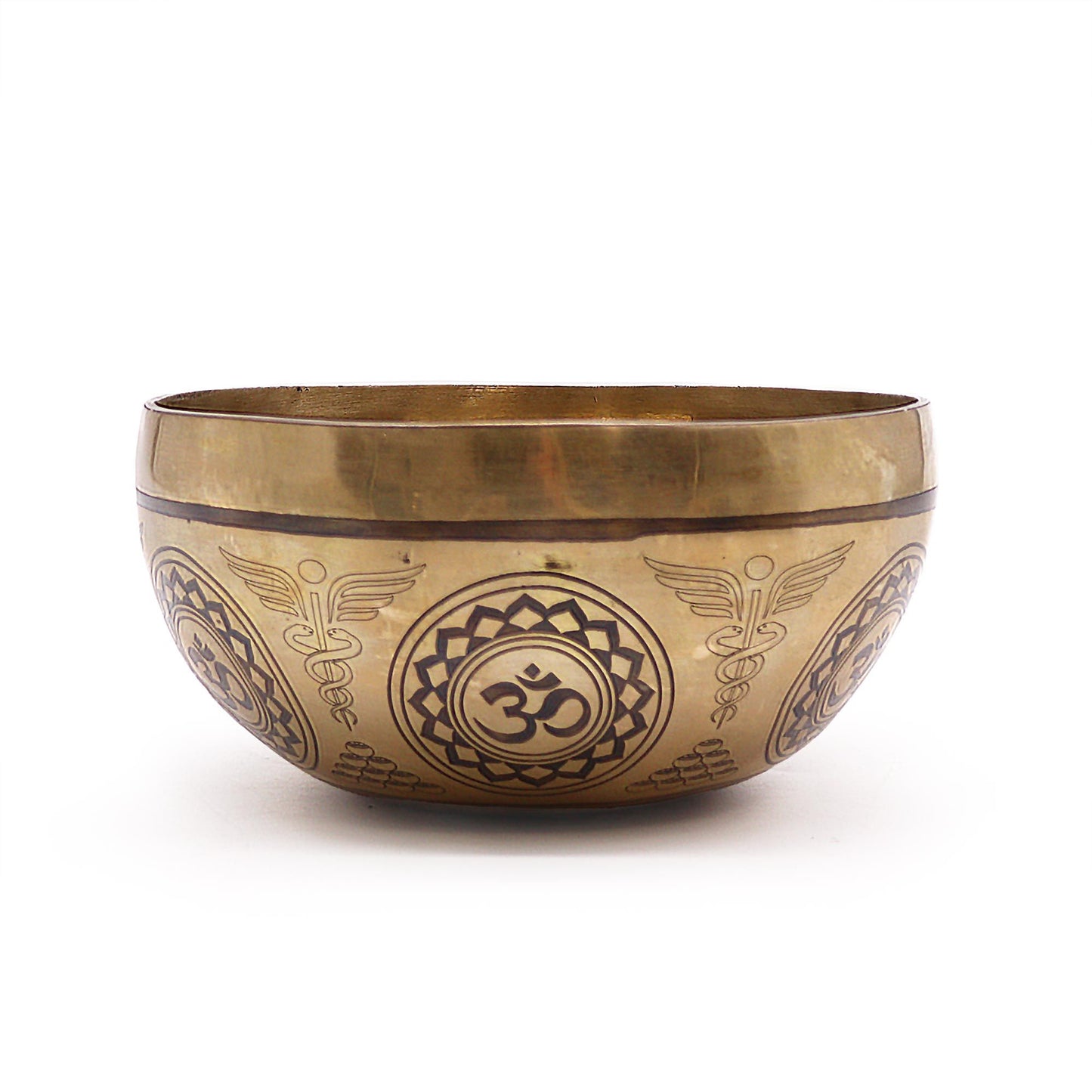 Tibetan Engraved Singing Bowl – 16cm Brass Meditation Bowl with 7 Chakra Design