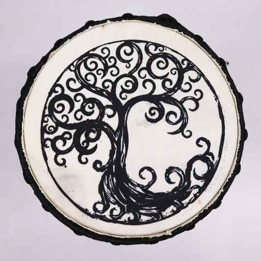 Tree of Life Wide Top Djembe Drum – 18cm | Sacred Rhythm & Interconnected Harmony