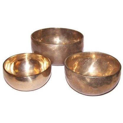 Set of 3 Handmade Brass Singing Bowls – Hand-Hammered Meditation & Sound Healing Set