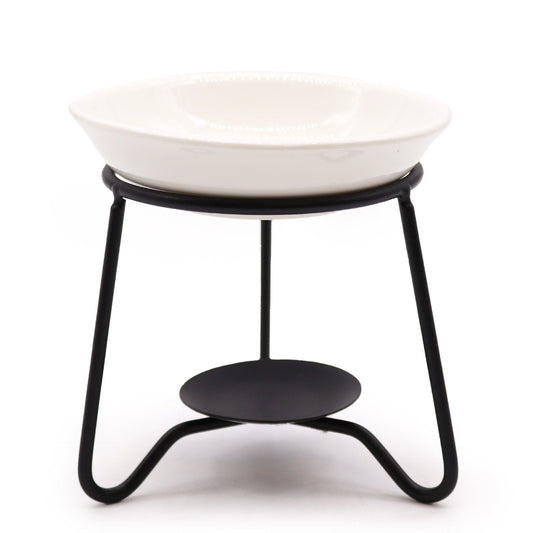 Ceramic & Metal Simple Stand Oil Burner | Minimalist Elegance & Tranquil Energy