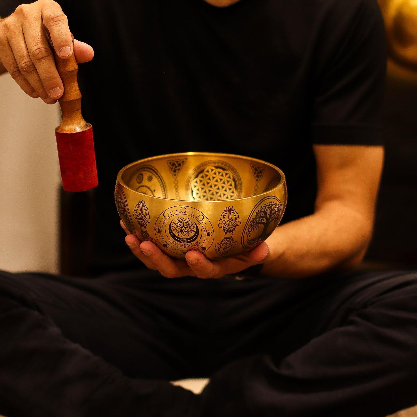 Pure Brass Etched Buddha Bowls – Set of 4