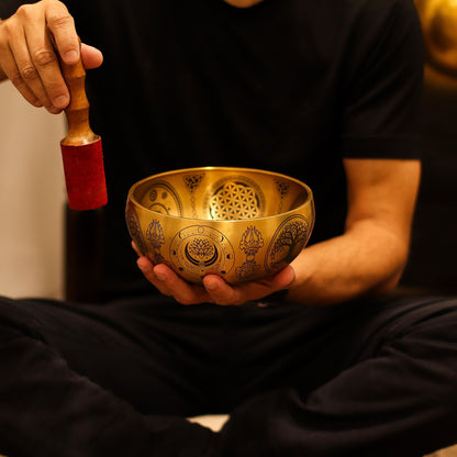 Pure Brass Etched Buddha Bowls – Set of 4