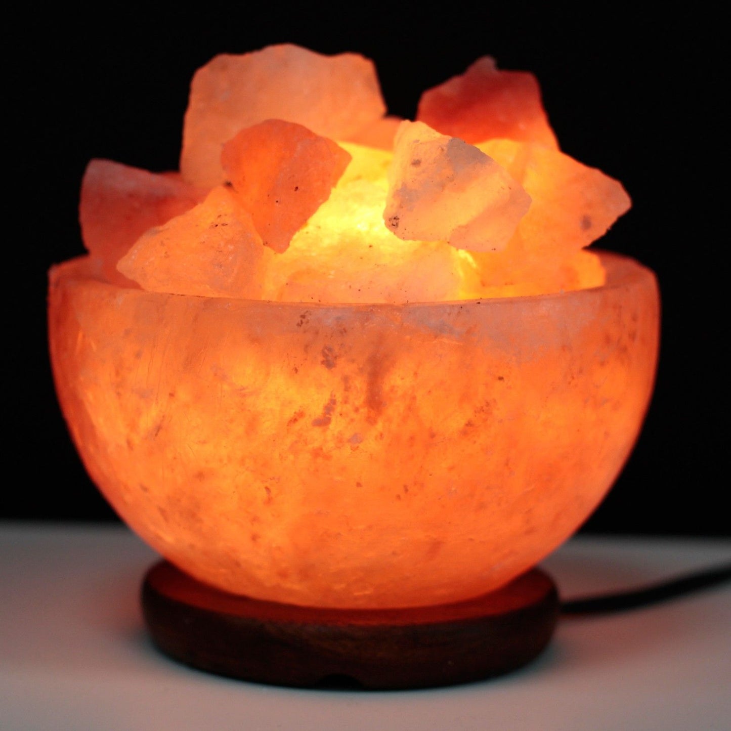 Himalayan Salt Fire Bowl Lamp with Chunks – 15cm x 9cm